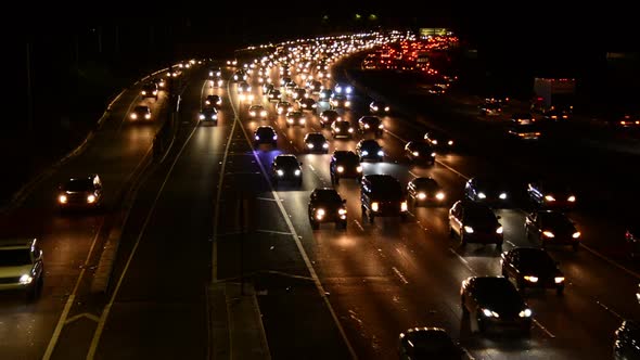 Evening Rush Hour Traffic On Busy Freeway In Los Angeles 2