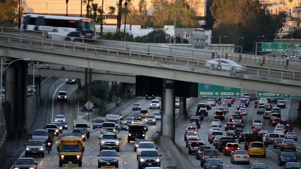 Rush Hour Traffic In Downtown Los Angeles During Sunset 2