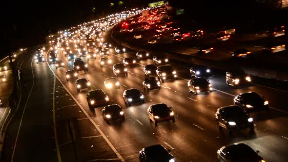 Evening Rush Hour Traffic On Busy Freeway In Los Angeles 4 alt