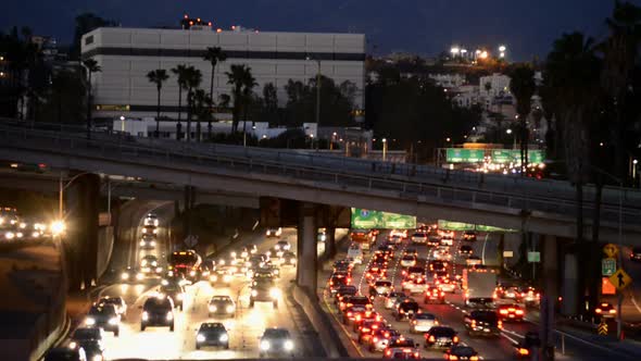 Rush Hour Traffic In Downtown Los Angeles During Sunset 5