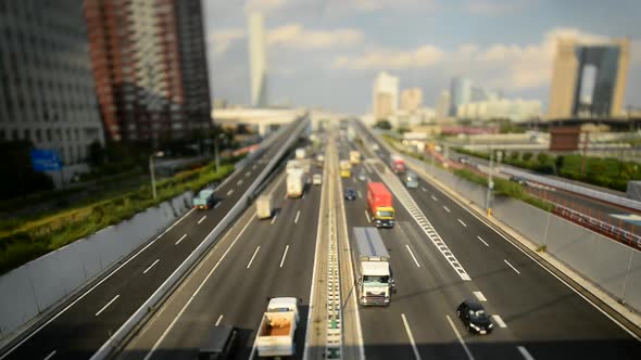 Traffic On Busy Boulevard From Above - Tokyo Japan 4