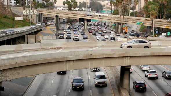 Traffic On Busy Freeway In Downtown Los Angeles California 19 alt