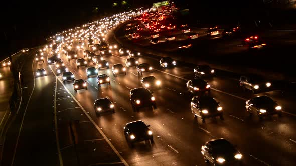 Fast Evening Rush Hour Traffic On Busy Freeway In Los Angeles 1 alt