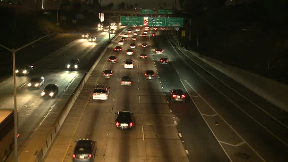 Traffic On The 101 Freeway At Night  Los Angeles 2