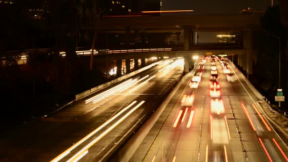 Freeway Traffic At Night In Los Angeles California 8