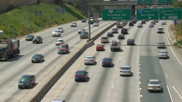 Freeway Traffic In Downtown Los Angeles. 4