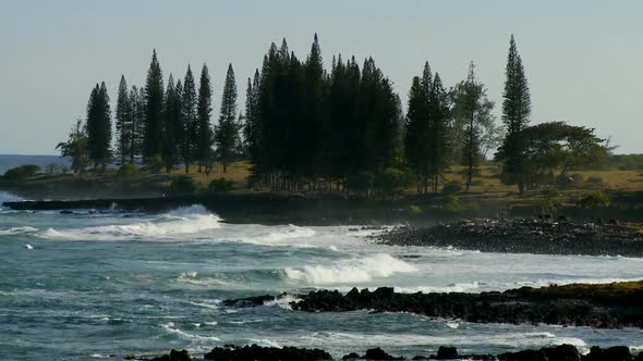 Waves Crashing On Rocky Shore - Clip 3