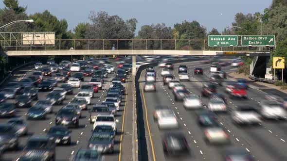 Busy Los Angeles Freeway Traffic