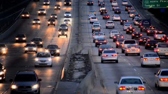Busy Los Angeles Freeway Traffic In The Evening alt