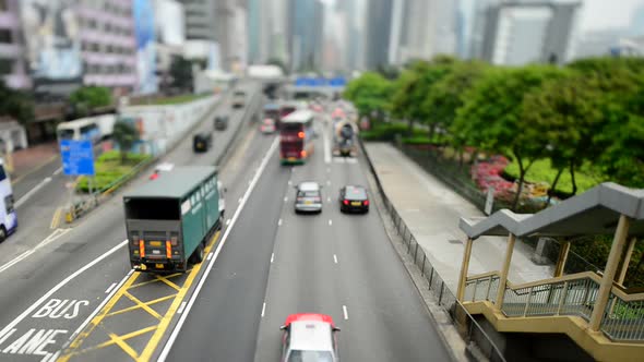 View Of Traffic From Overhead On Busy Hong Kong Freeway 1