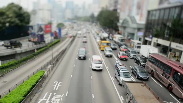 View Of Traffic From Overhead On Busy Hong Kong Freeway 2