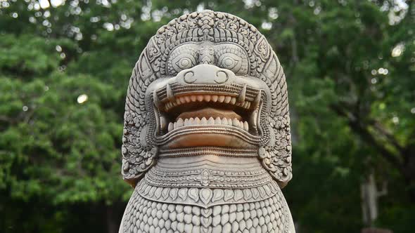 Restored Guardian Lion Statue - Angkor Wat, Cambodia 2