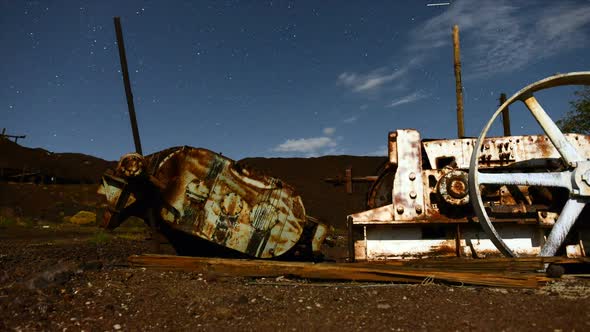 Time Lapse Pan Of Abandon Mine At Night 16