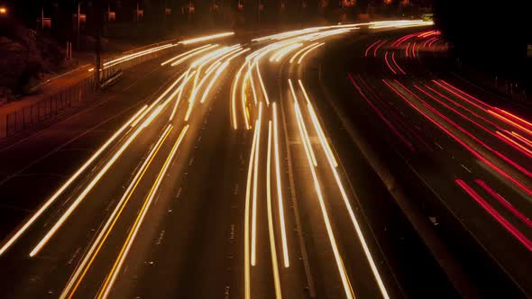 Busy Los Angeles Freeway At Night 1