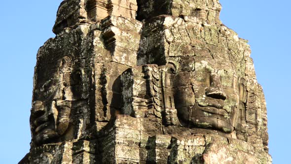 Stone Carving Of Two Headed Buddha Goddess On Temple - Angkor Wat, Cambodia