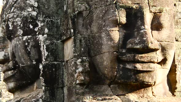 Stone Carving Of Two Headed Buddha Goddess On Temple Wall - Angkor Wat, Cambodia 4