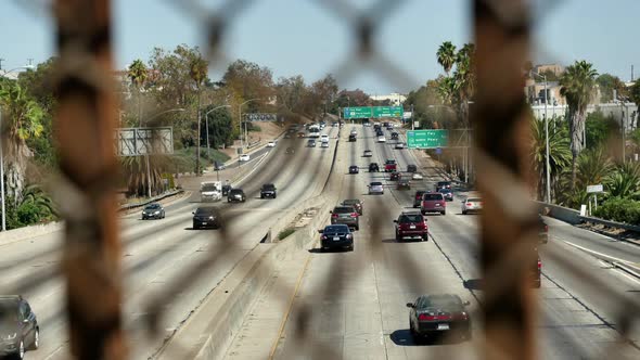 Traffic On Busy Freeway In Los Angeles California 5