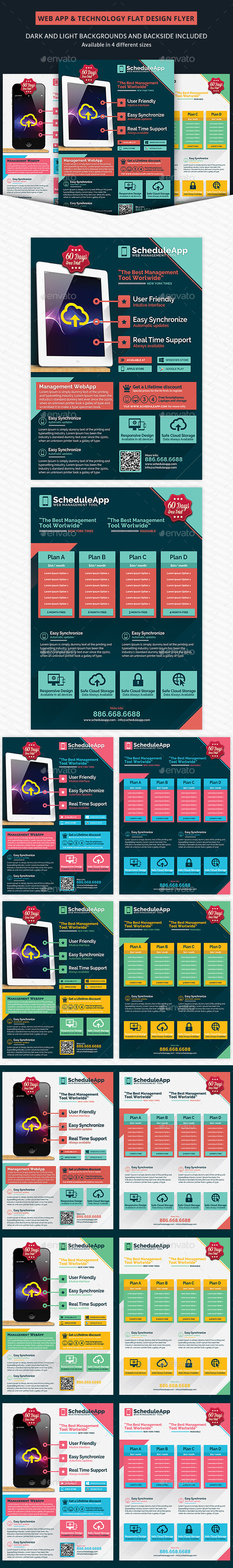 Web App & Technology Flat Design Business Flyer