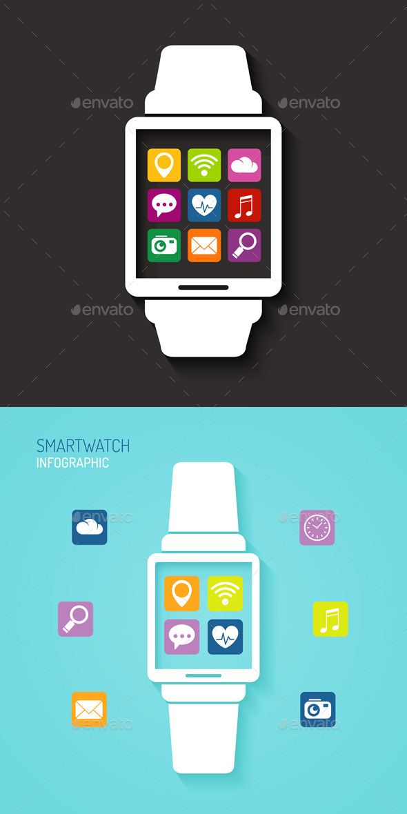 Wearables Technology Device with App Icons