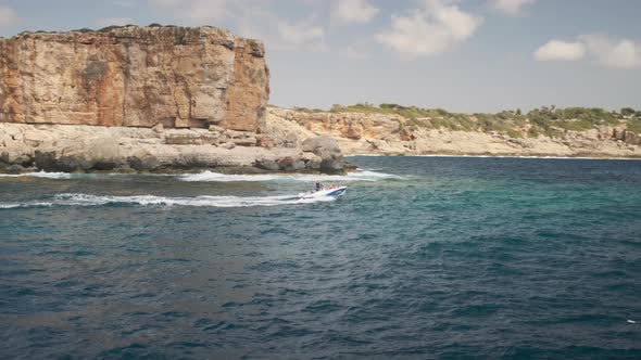 Speedboat Along Mallorca Coastline