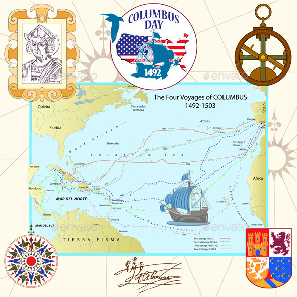 Clipart package to the Day of Columbus