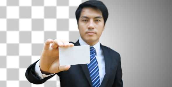 Asian Businessman Showing Business Card