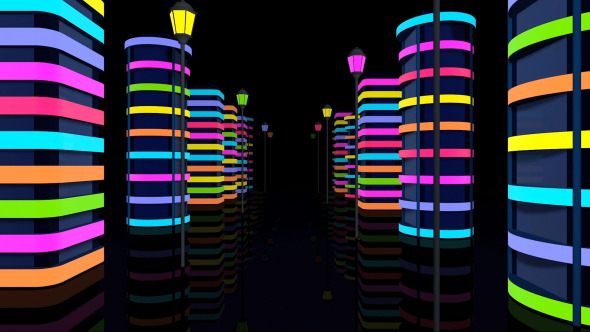 Tunnel Night City Colorful