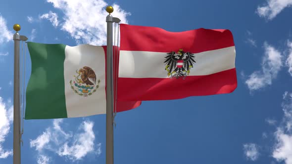 Mexico Flag Vs Austria (State) Flag On Flagpole