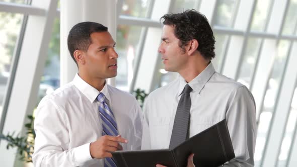 Two Businessmen Discussing Document In Office 2