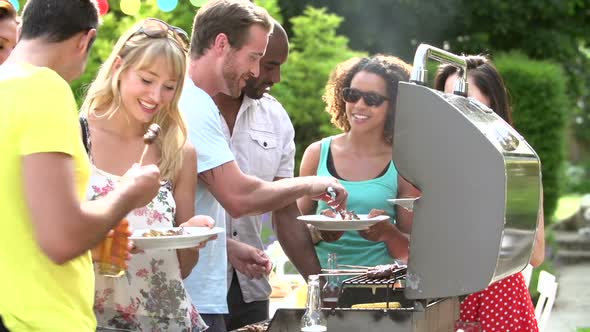 Group Of Friends Having Outdoor Barbeque At Home 2 alt