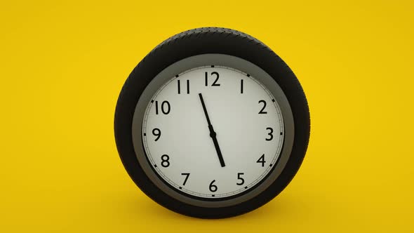 Car wheel alert concept isolated on yellow background