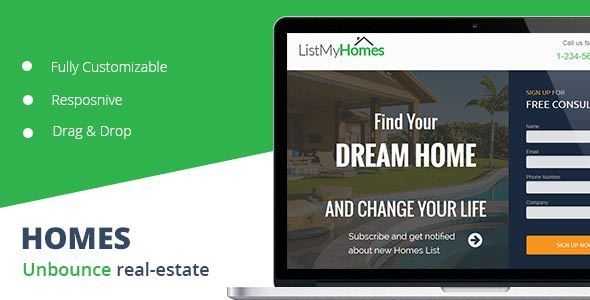 Homes Realestate unbounce Landing Page
