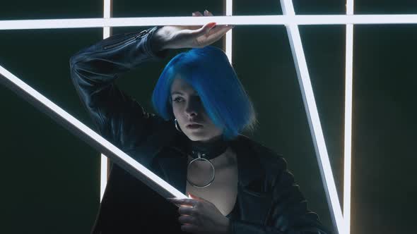 Cyberpunk Fashion Techno Style Woman Led Light