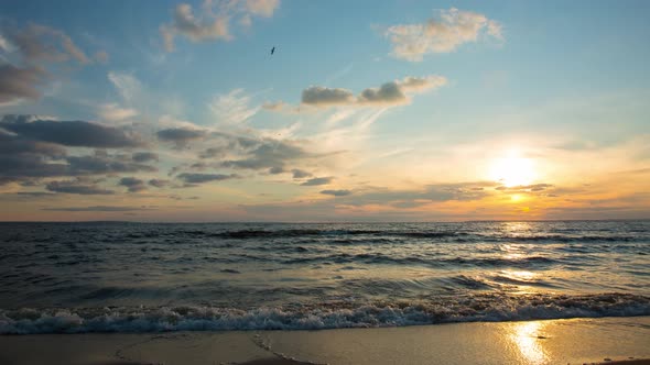 Beautiful Sunset By The Sea, Time Lapse