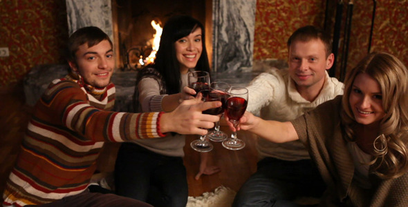 Friends Near Fireplace alt