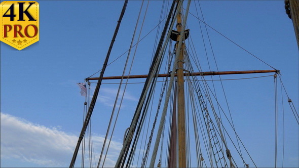 Set of Ropes on the Sail Mast of the Big