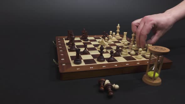 Chess Game Play Strategy With Sand Watch