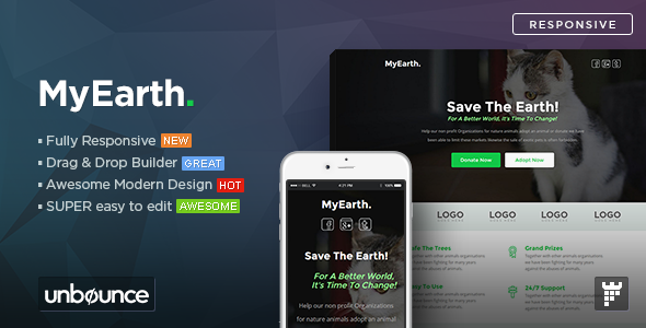 MyEarth - Nonprofit Unbounce Landing Page Template