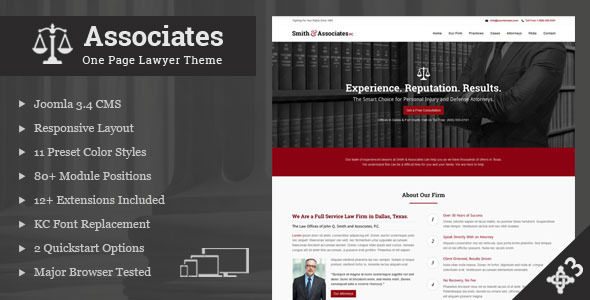 Associates Lawyer & Attorney One Page Joomla Theme