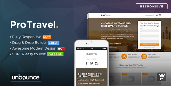 ProTravel - Travel Agency Unbounce Template