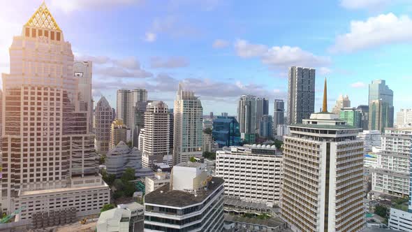 4k Aerial city view of Bangkok dowtnown, Flying over Bangkok, Thailand.