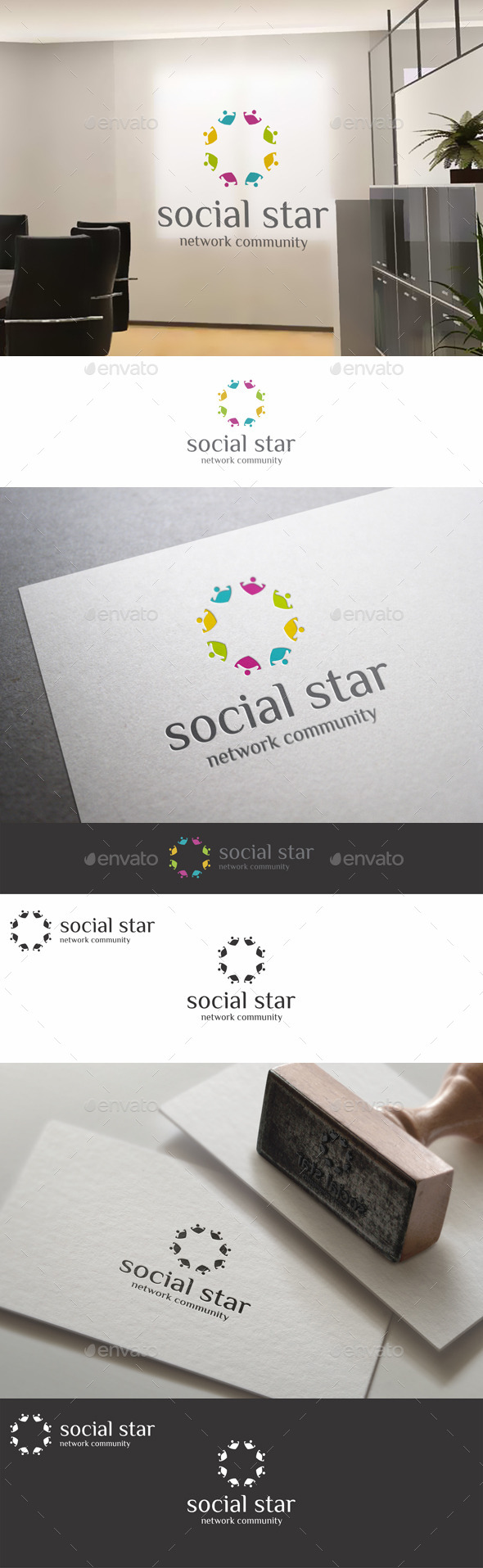 Social Star Teamwork Community Logo