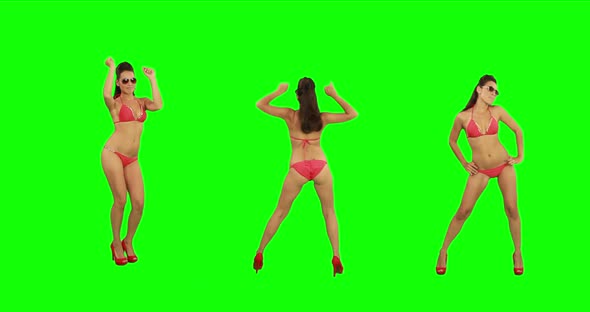 Girl Dances on Green Screen