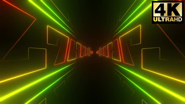 3 Neon Shape Vj Tunnel Pack 4k