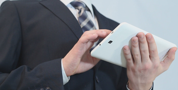 Businessman Using White Touchpad