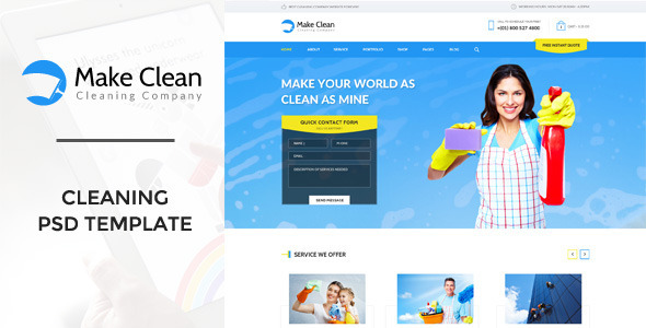 Make Clean - Cleaning Company PSD Template