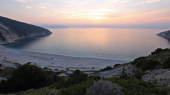 Sunset on Myrtos Beach (Greece)