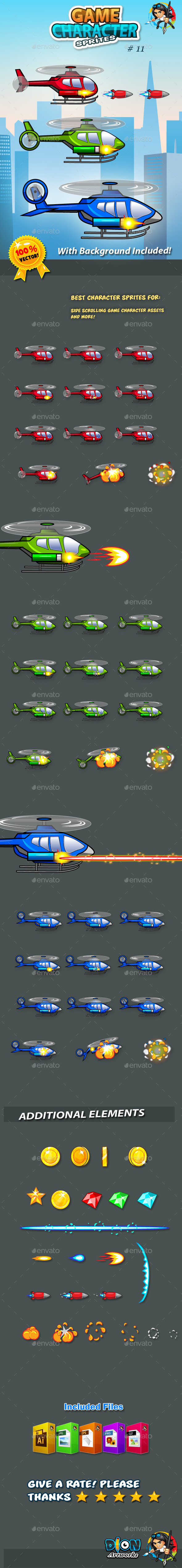 Helicopters Game Character Sprites