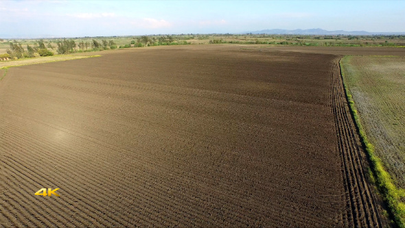 Aerial View Flying Over Large Fields 1