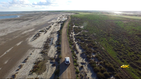 Aerial View Flying Over Cars on the Road alt